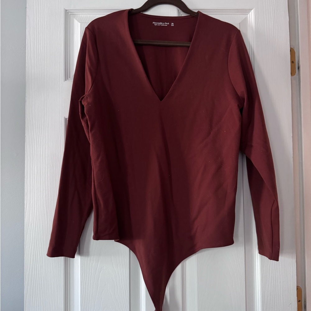 Abercrombie & Fitch Deep Red V-Neck Bodysuit